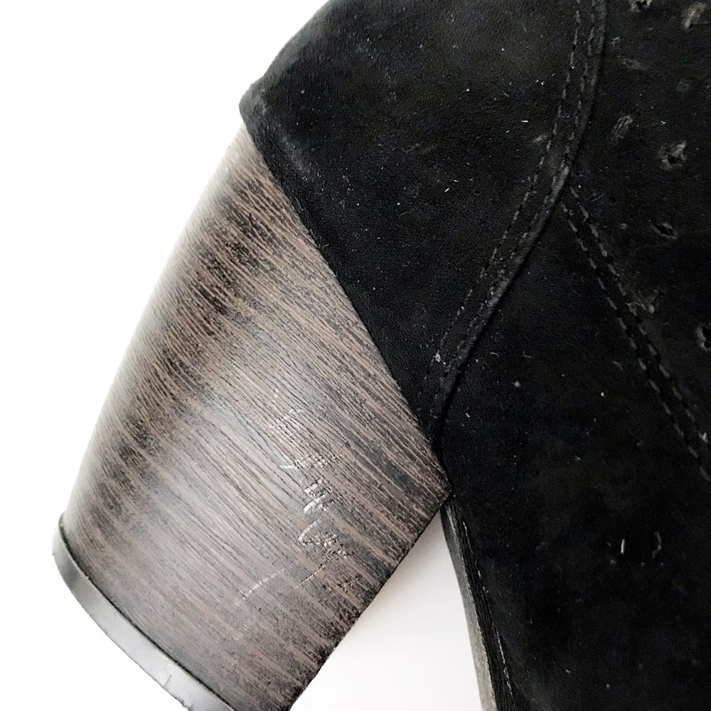 🌿QUPID Black Perforated Suede Ankle Booties- - Picture 7 of 7